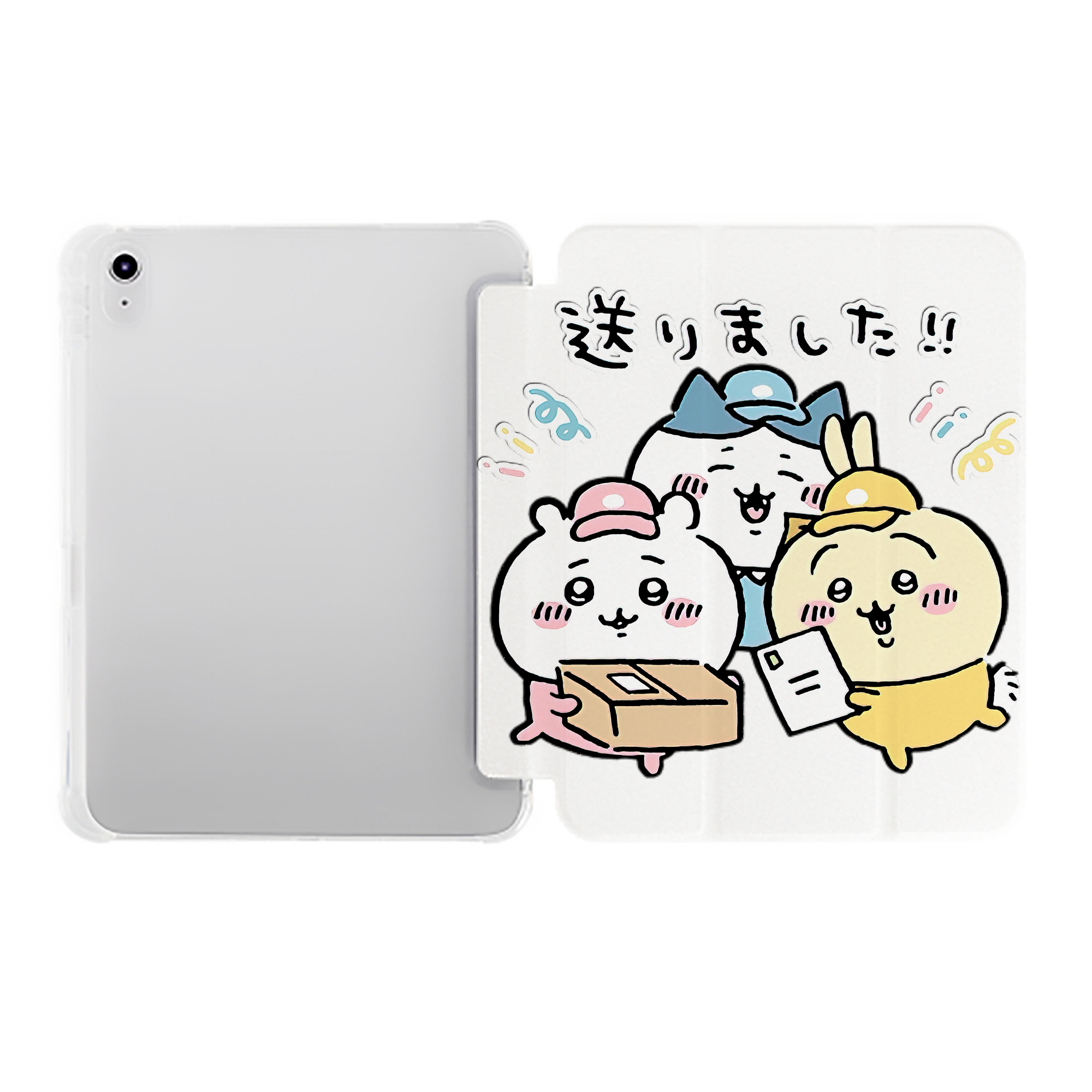 （画像用） ちいかわ ハチワレ Chii-kawa hachiware IPad ケース ペン収納付き 三つ折りスタンド PUレザー×シリコン 対応機種9.5/10.5/10.9インチ